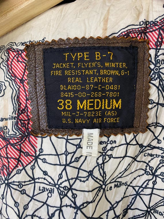 Vintage US Navy Air Force Map Lined Type B-7 Leather Bomber Vintage US Navy Air Force Map Lined Type B-7 Leather Bomber