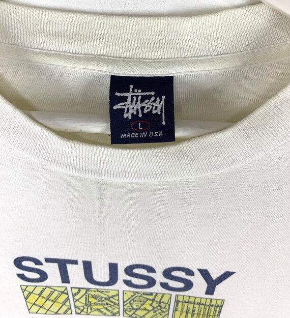 Vintage 90s Stussy NYLTLA Map Logo Tshirt Streetwear Hip Hop Vintage 90s Stussy NYLTLA Map Logo Tshirt Streetwear Hip Hop