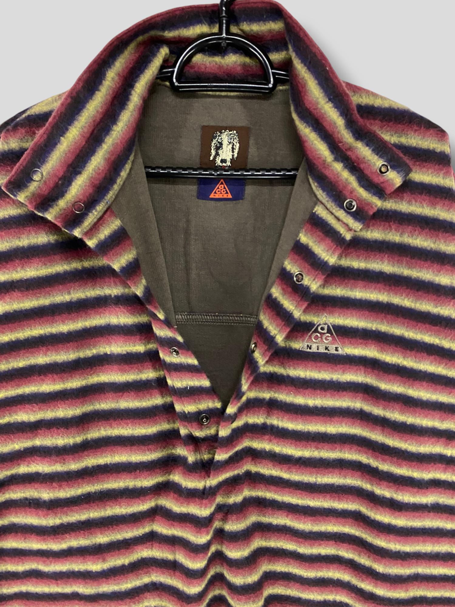 Vintage 90s Nike ACG DEADSTOCK Dog Tag Stripe Snap-t Fleece