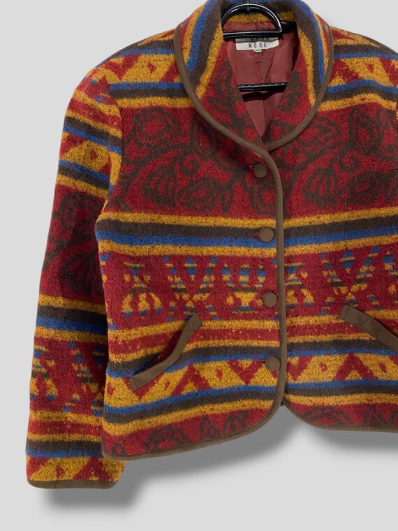 Vintage Trans work native pattern wool cropped ja… - image 5