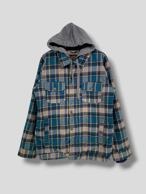 【美品】BURTON DRYRIDE チェック柄 フード付きジャケット XL Burton Dryride Plaid Hoodie Ski Jacket Athletic Streetwear Outdoor