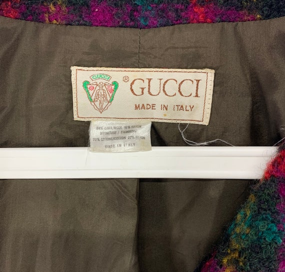 Vintage Gucci karierte multicolor kurze Wolljacke Designer Damenjacke 70er 80er Jahre Gucci Knight Crest Ara Kleine Made in Italy Etsy