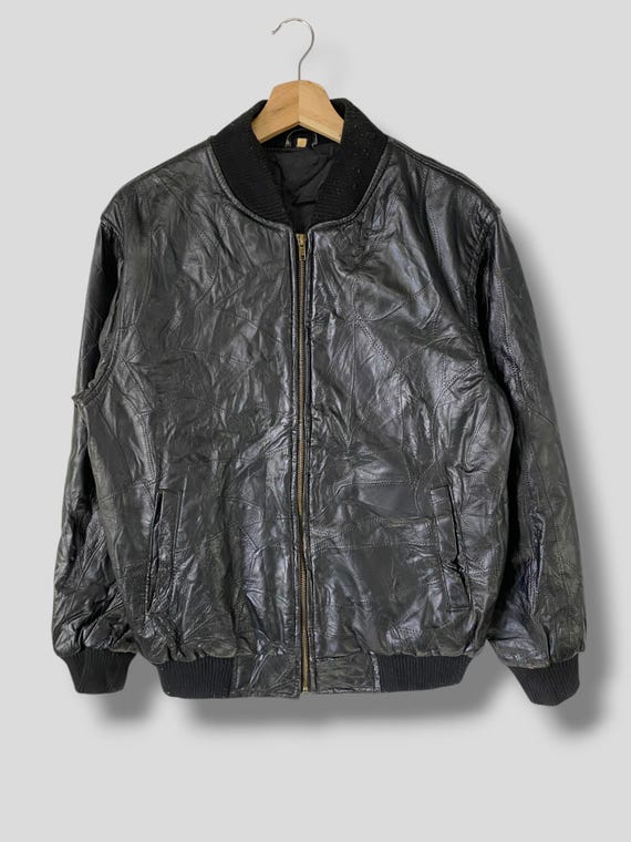 Vintage Unbranded patchwork pattern sheepskin lea… - image 1