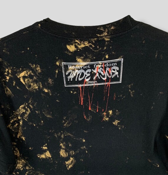 Vintage Y2k Hiderock Design Skull Punk Zipper Painter Tshirt