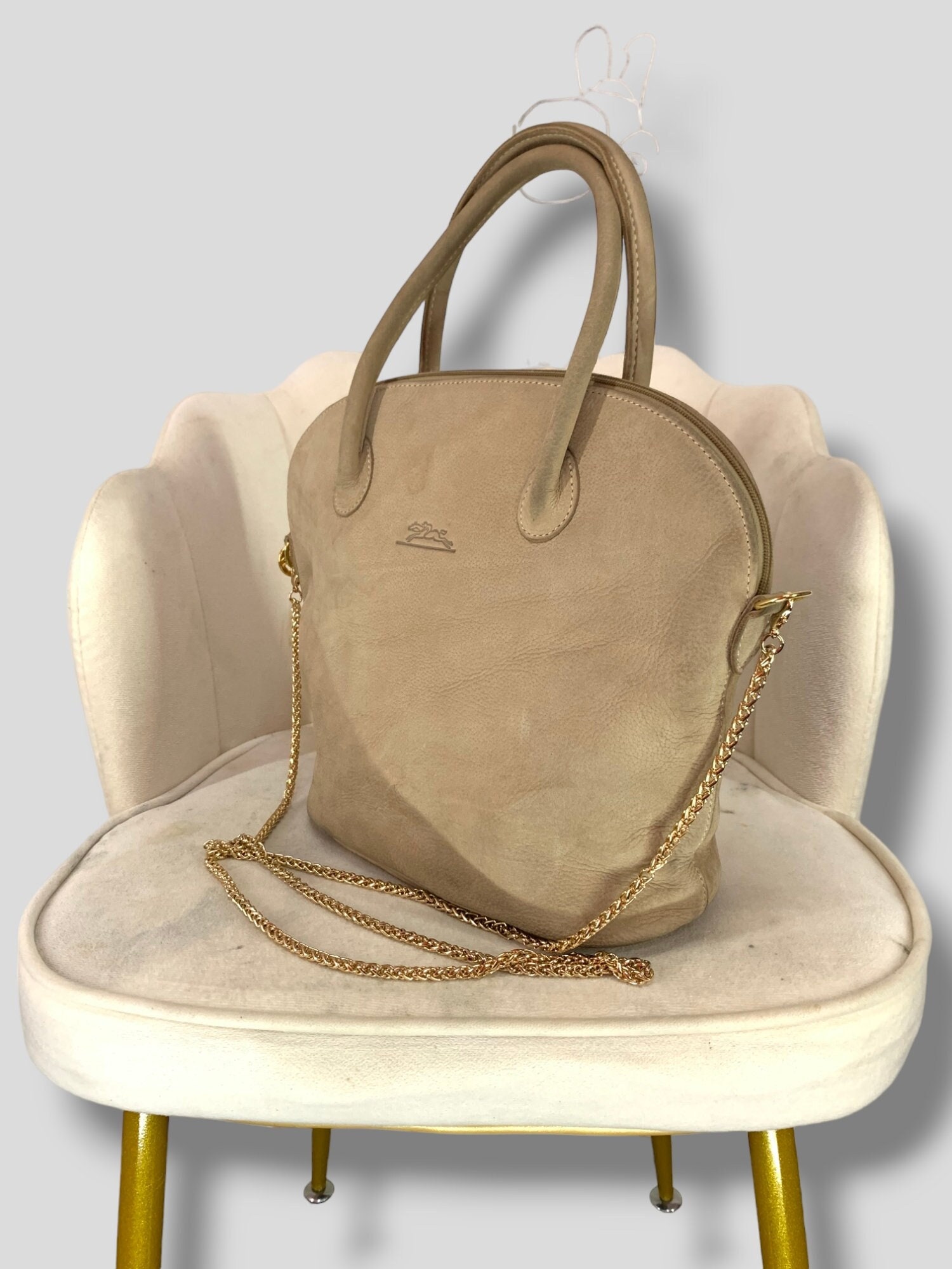 Vintage Longchamp Au Sultan Dome Leather Hand Bag Designer