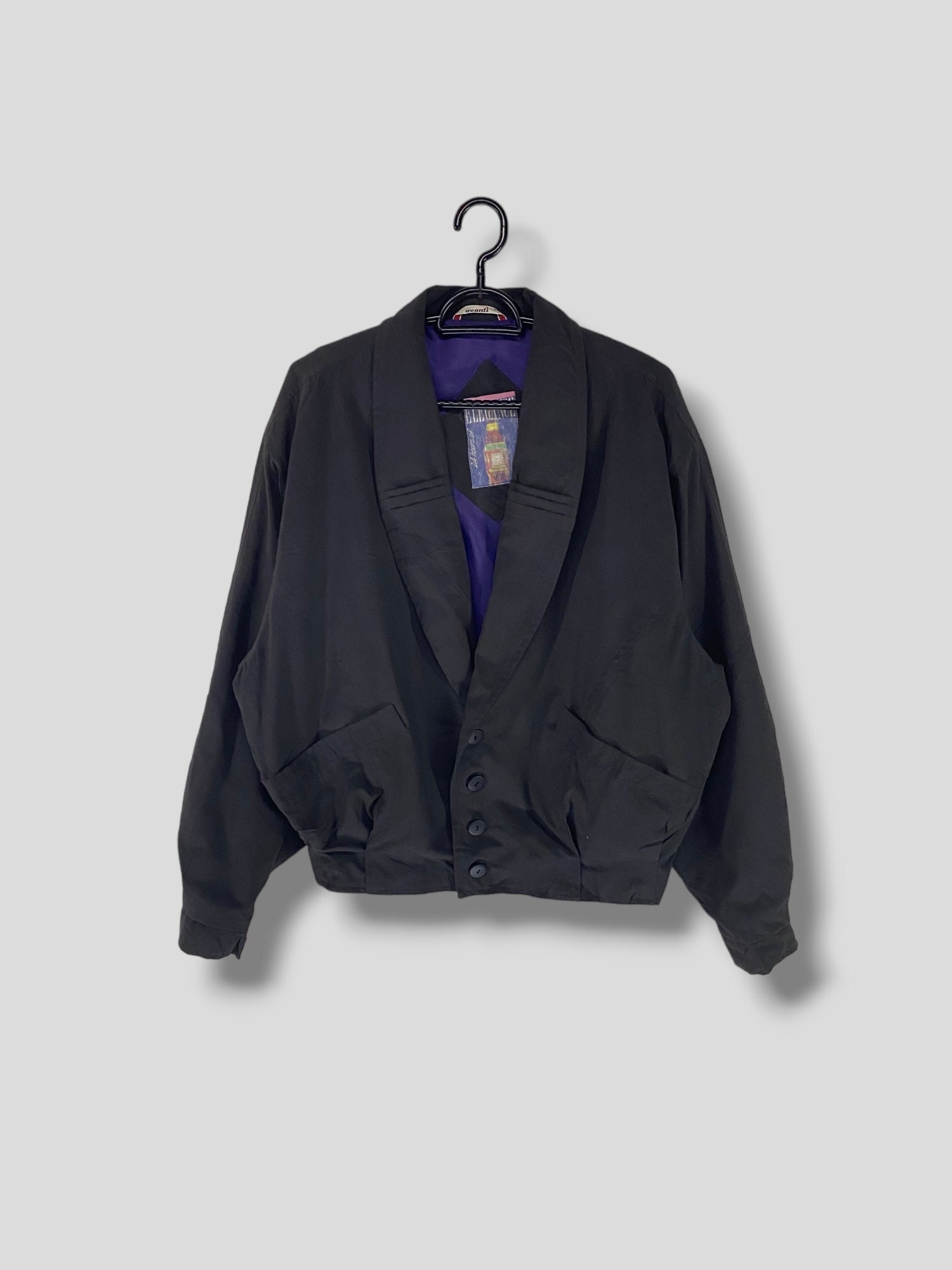 Vintage Avanti Mikrofaser Bomber Jacket Rave Streetwear Casual 