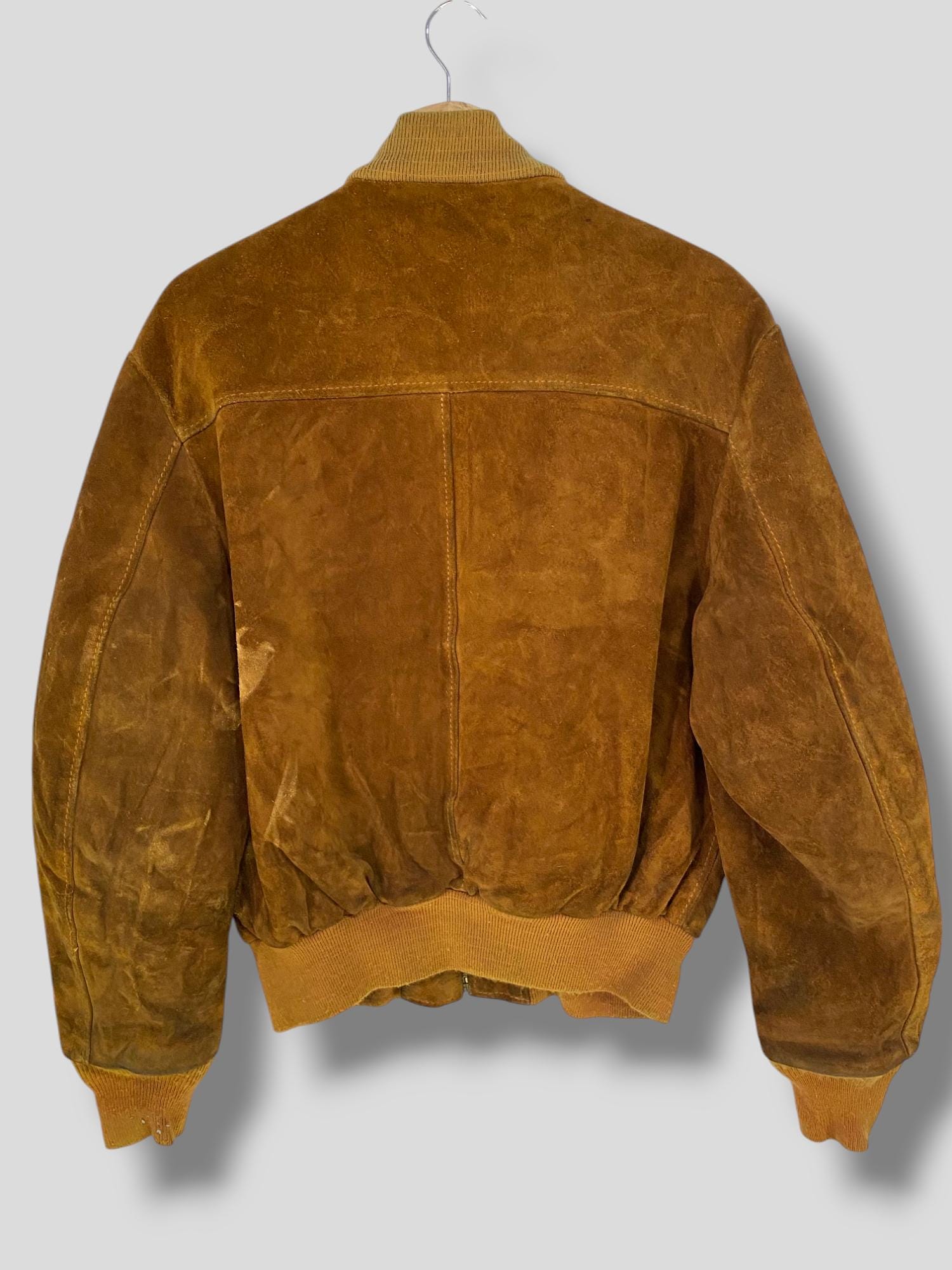 Vintage 80s Schott Suede Leather Bomber Jacket Military Boho