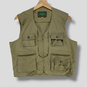 Vintage FSG Fisherman support gear multi pocket tactical vest outdoor utility casual outfit outerwear fishing shooting vest Medium
