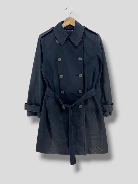 LAUREN RALPH LAUREN ダブルブレストブラックトレンチコート Lauren Ralph Lauren ダブルブレスト トレンチコート | ブラック