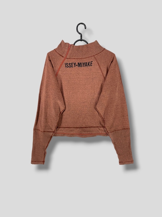 Vintage 80s Issey Miyake Logo Cropped Zipper Sweater