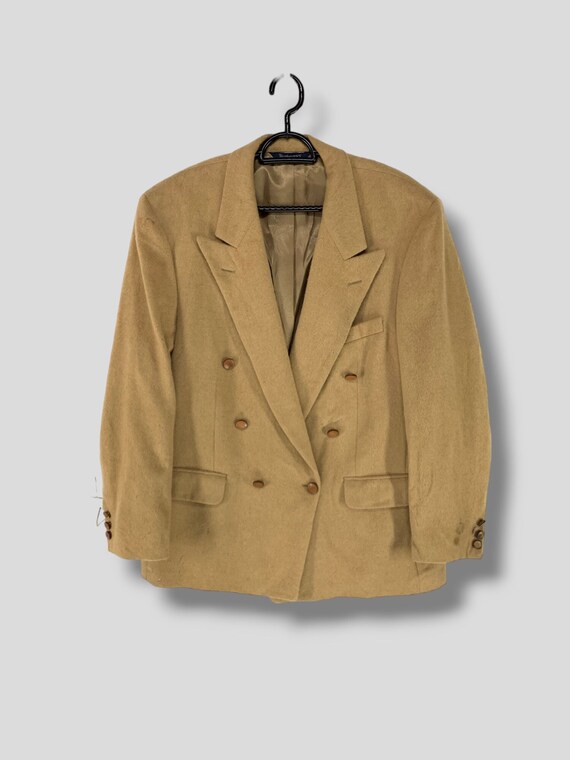 Vintage 90s Burberrys Double Breasted Pure Camel Hair Blazer 