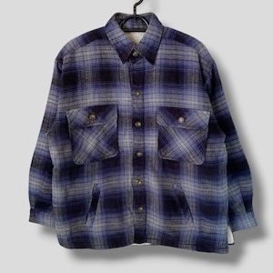 Chaqueta de franela a cuadros con forro de sherpa sintética Piaggio Vespa vintage Y2K, ropa de trabajo informal, ropa de abrigo, ropa de trabajo de estilo resistente, cuadros azules con sombras medianas