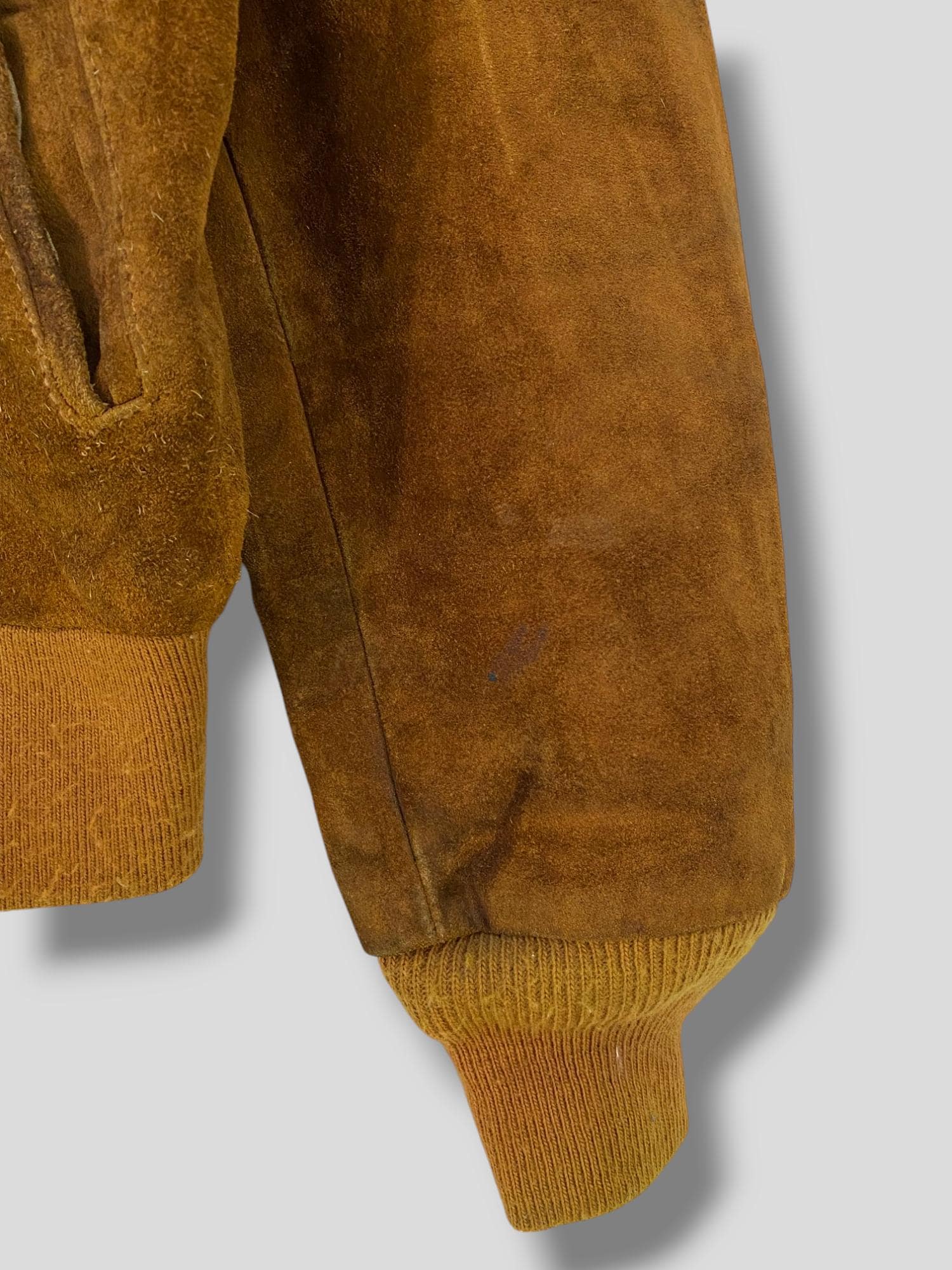 Vintage 80s Schott Suede Leather Bomber Jacket Military Boho