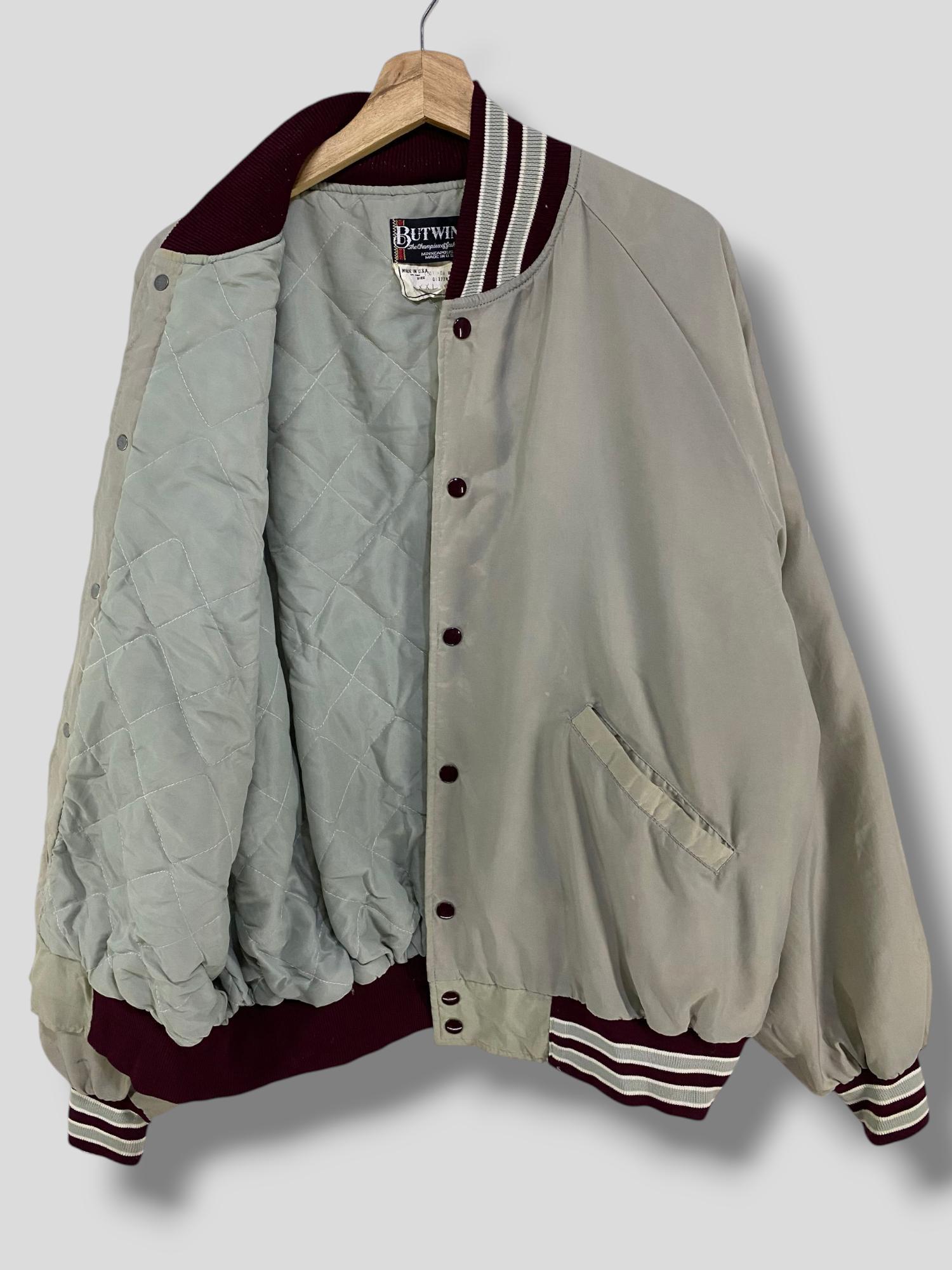 Vintage 80s Butwin Quilted Lined Plain Varsity Jacket Athletic