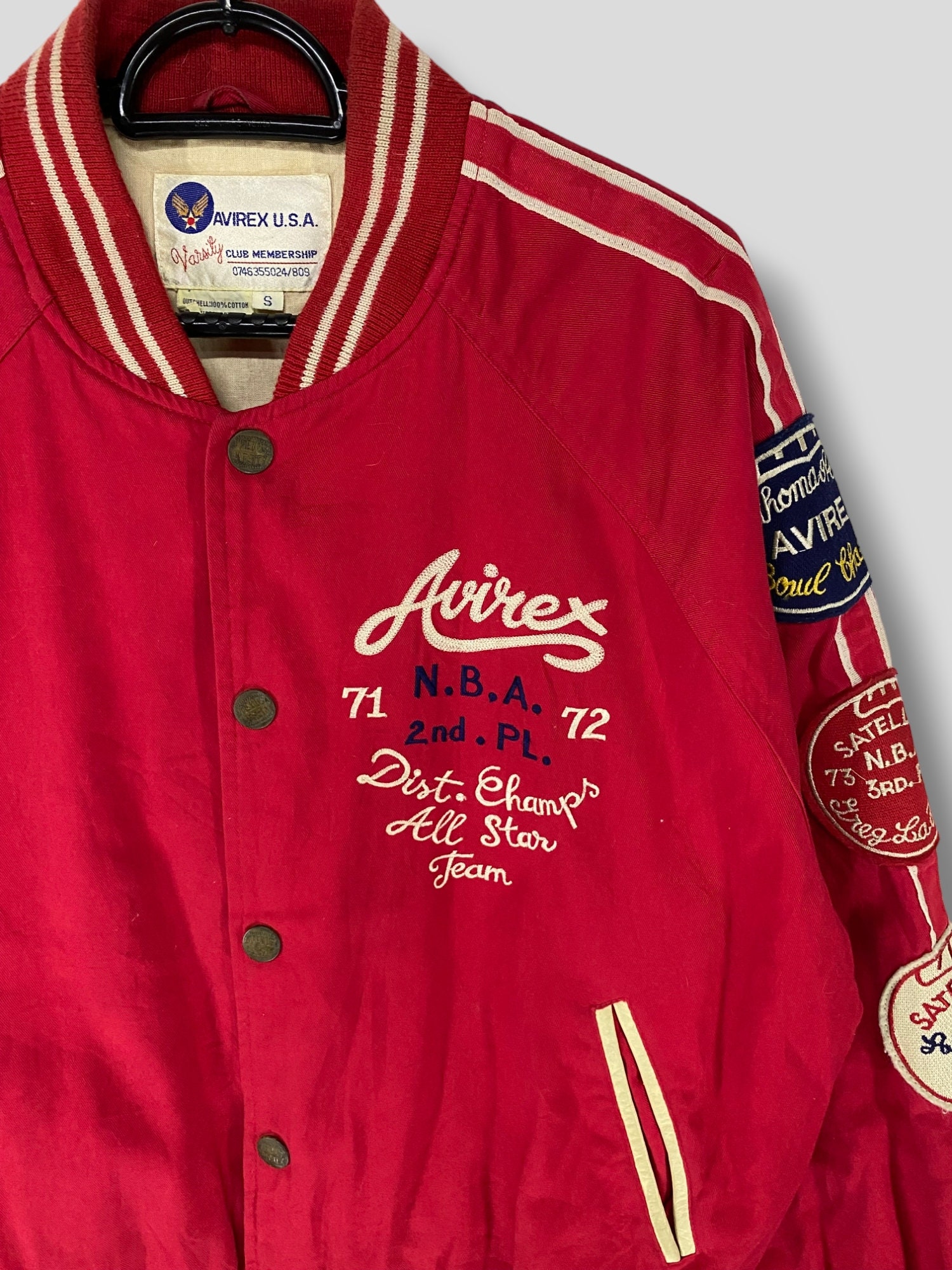 Vintage 90s Avirex Embroidered Logo Patch Varsity Jacket