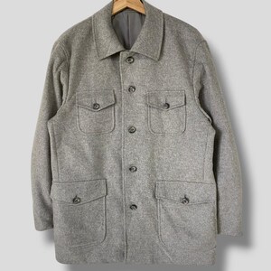 Vintage Lecent Kaschmir Mantel Arbeit lässige Outfits Arbeitskleidung Gebrauchsjacke französisch Arbeit vier Taschen Scheunenmantel grau Medium