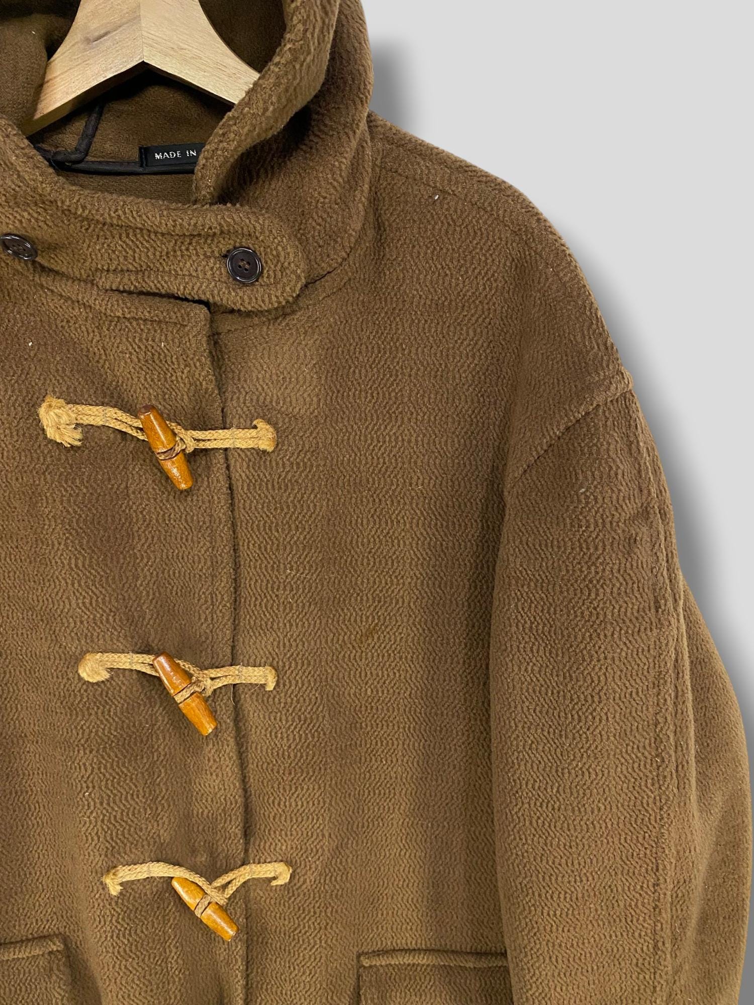 Vintage Gloverall Moorbrook Toggle Wood Button Pure New Wool