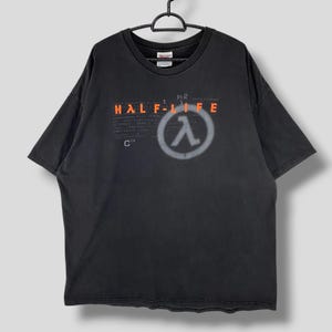 Maglietta promozionale del videogioco Half Life vintage anni '90 Maglietta da gioco sparatutto in prima persona da collezione nera XXLarge