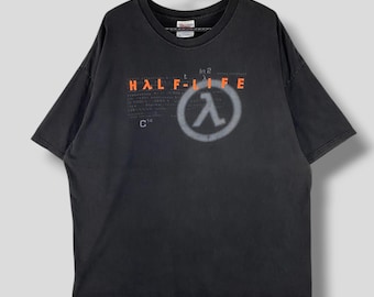 Camiseta vintage de promoción del videojuego Half Life de los años 90. Camiseta coleccionable de juego de disparos en primera persona, negra, XXL