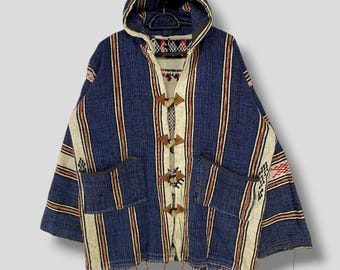 Unique Rare Vintage Mexican Style Hoodie Baja Coat Boho Hippie 