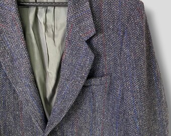 Blazer Vintage Années 50 En Laine Harris Tweed - Taille 44, Coupe Classique - Pièce Unique