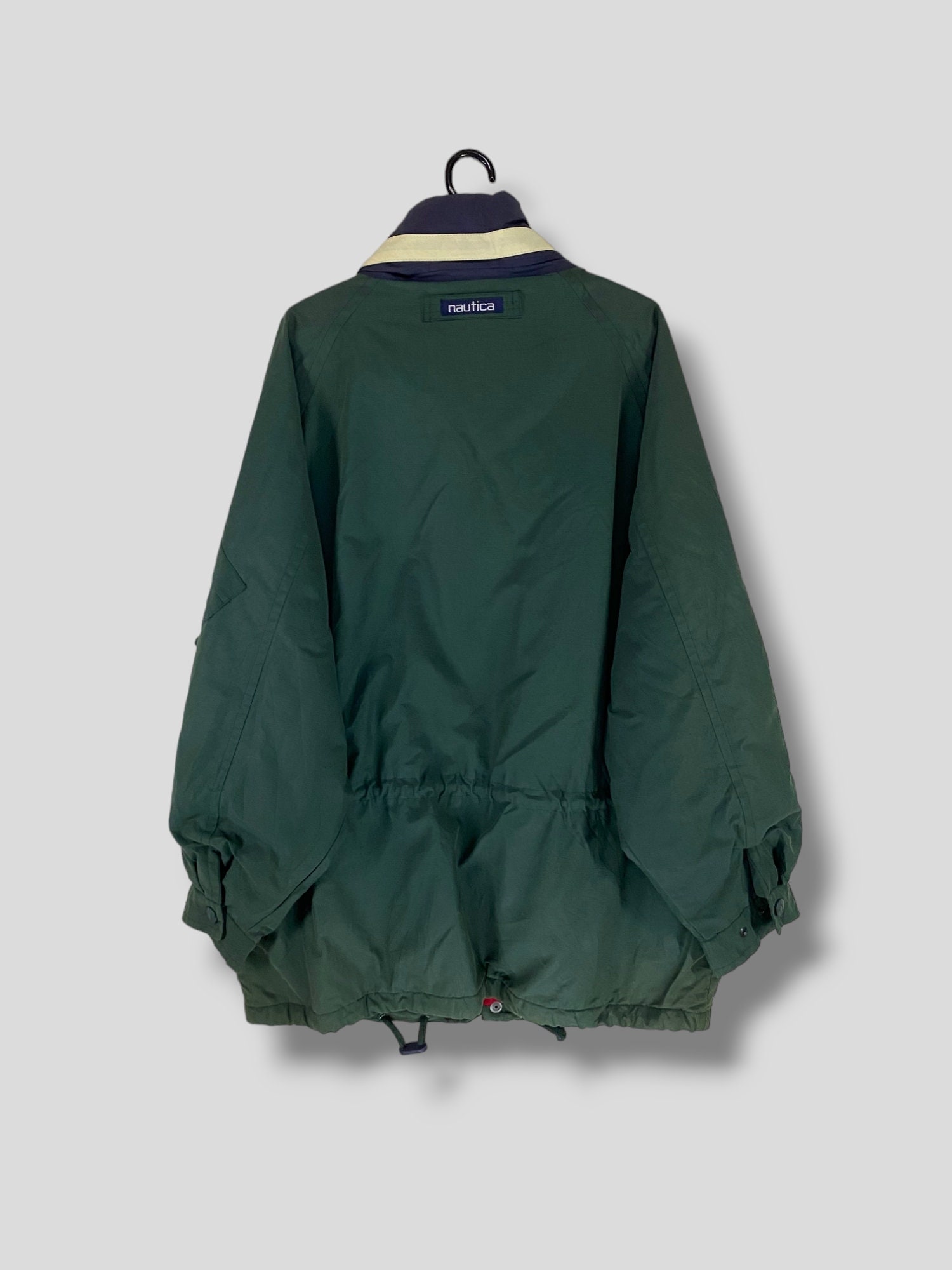 NAUTICA オリーブグリーン ジャケット Vintage Nautica Men's Green White Blue TriColor Hooded Light