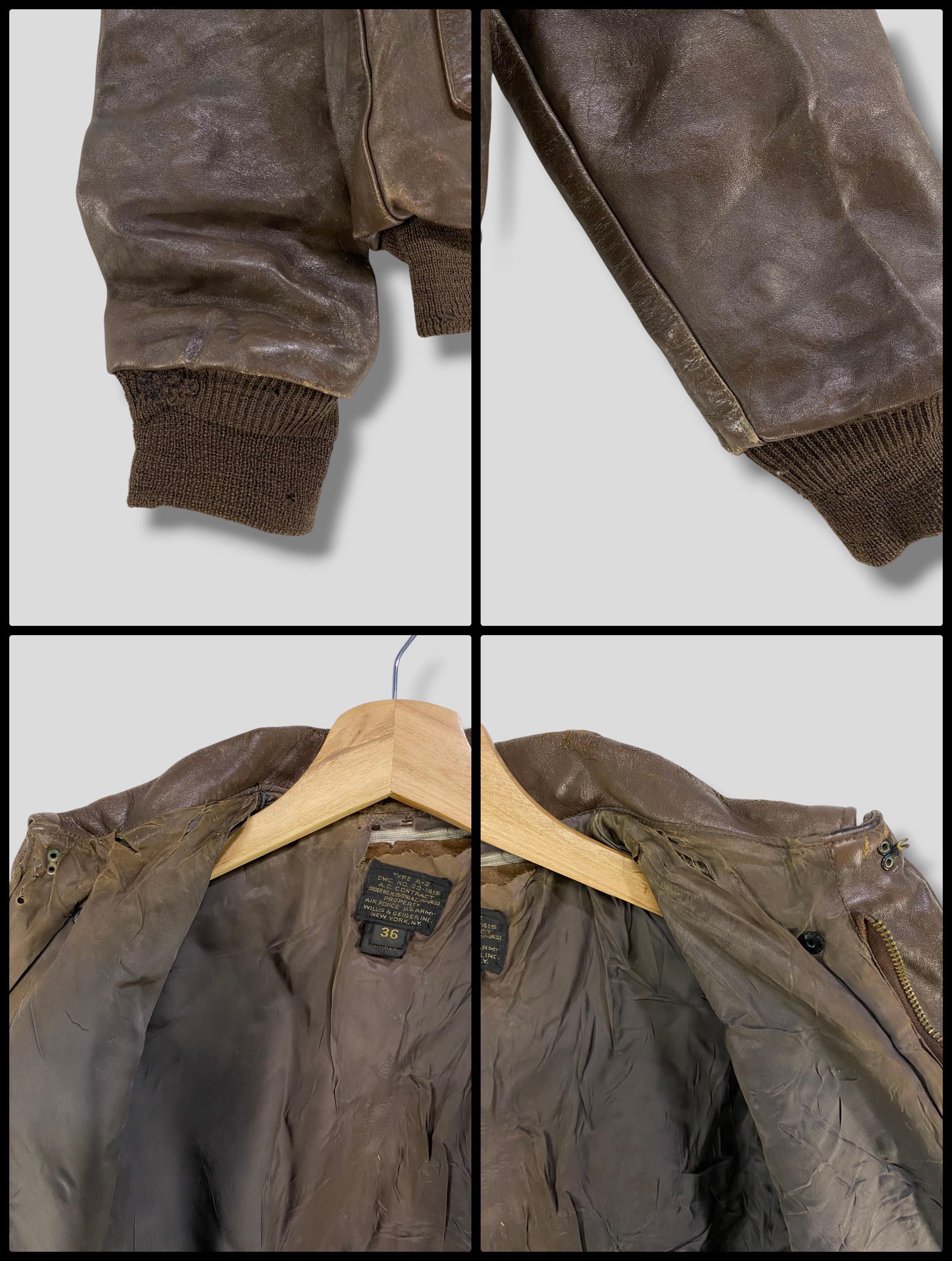 Vintage 70s Willis & Geiger Inc. Type A-2 Leather Bomber Jacket