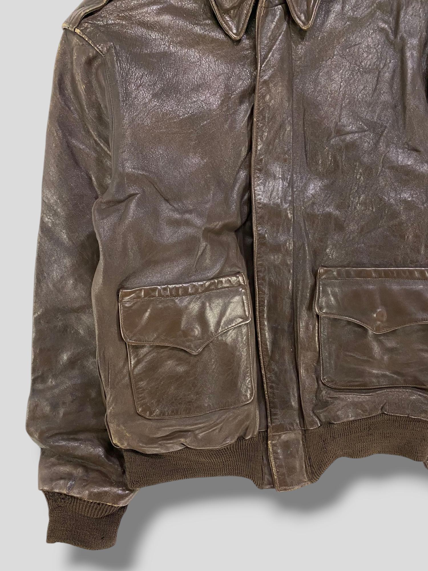 Vintage 70s Willis & Geiger Inc. Type A-2 Leather Bomber Jacket