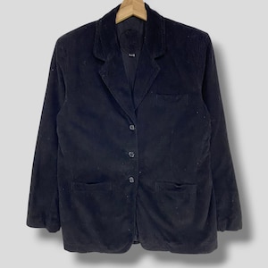 Vintage Cotton laundry corduroy chore coat french work casual outfit fashion workwear utility outerwear sport jacket womenswear medium black