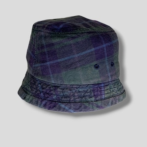 Vintage 45rpm tartan plaid bucket hat Japanese brand green bucket hat made in Japan