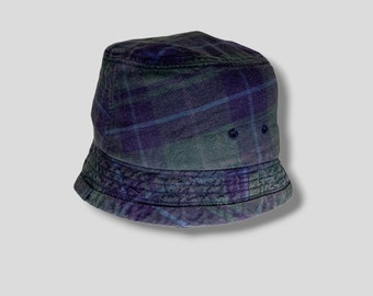 Vintage 45rpm tartan plaid bucket hat Japanese brand casual accessories green small bucket hat made in Japan