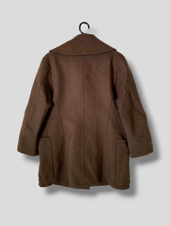 Pコート ファッション ブラウンダブルブレストウールピーコート