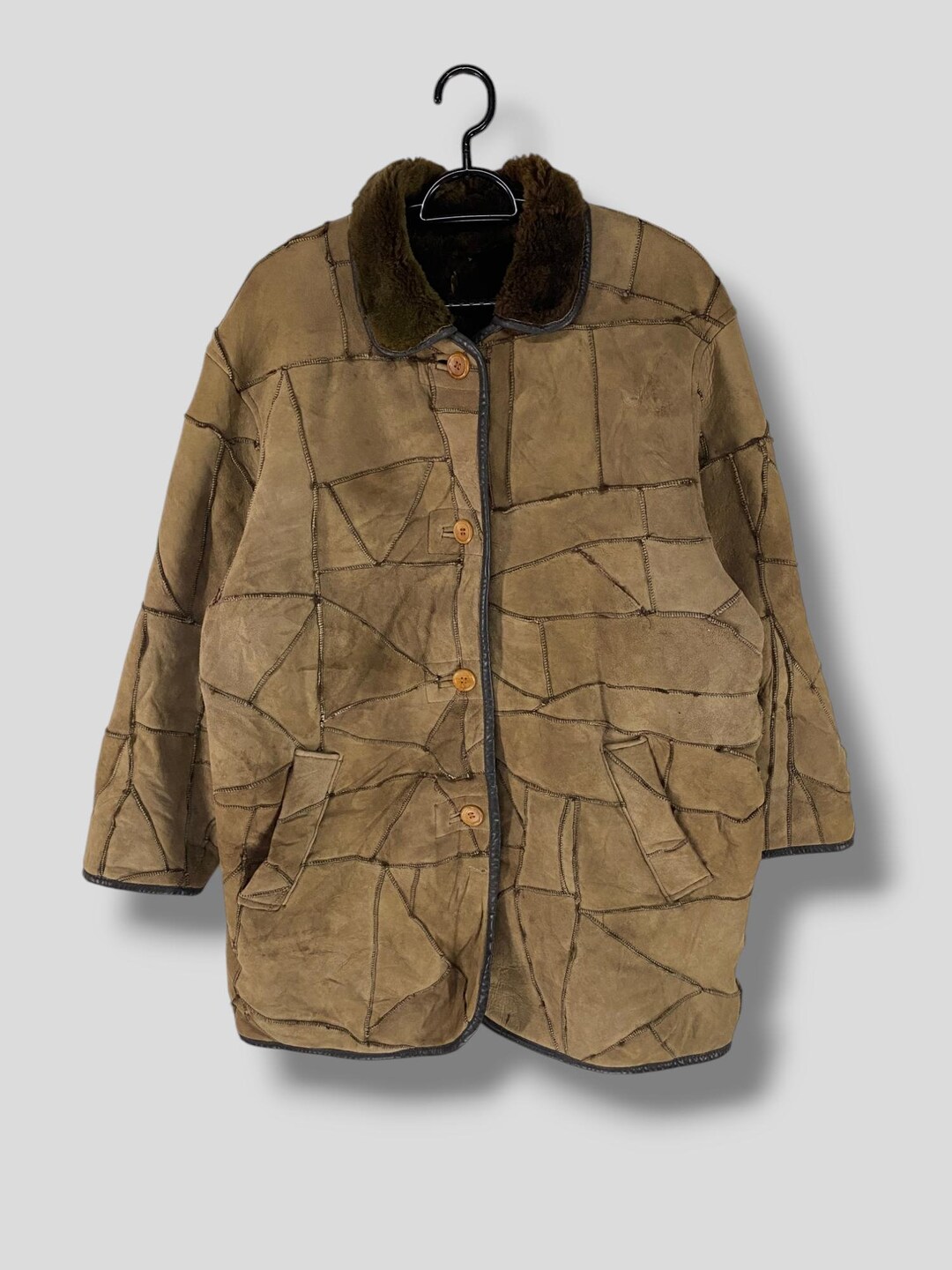 Countdown Coat Vintage Countdown Roots Patchwork Sheep Skin Shearling Coat Winter ...