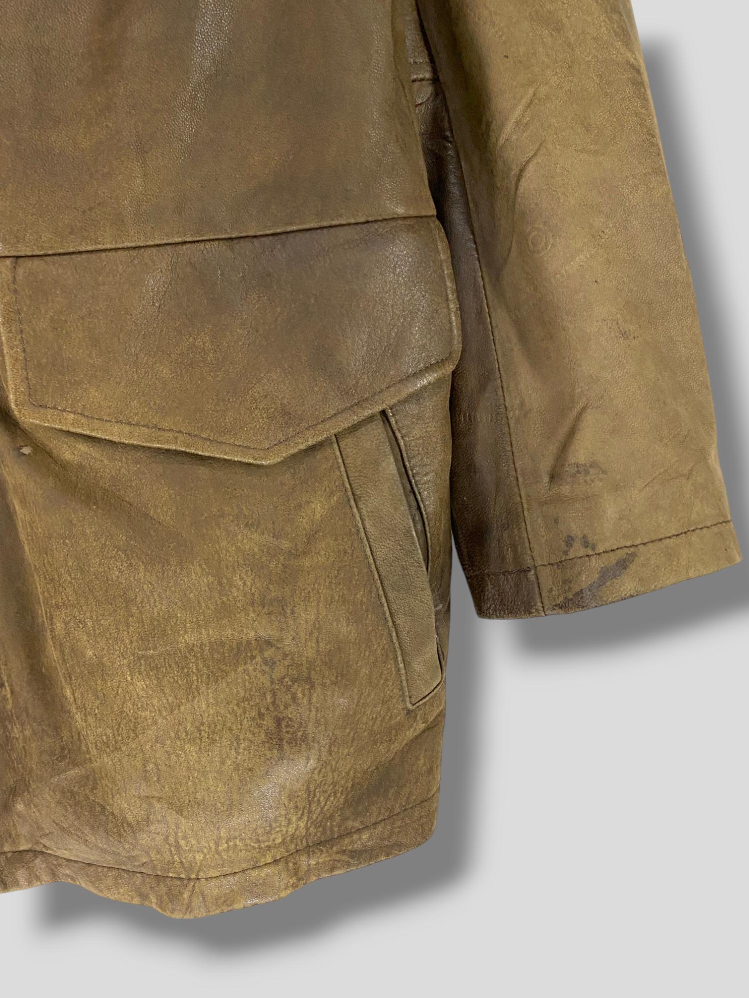 Vintage Wind Armor Soft Sheepskin Leather Jacket Rugged Casual