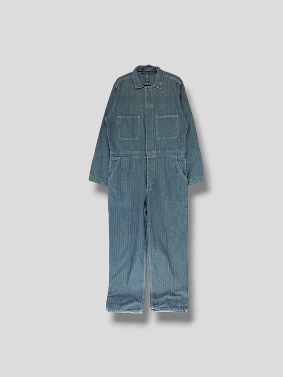 Vintage Dog House Herringbone Denim Coverall Workwear Casual