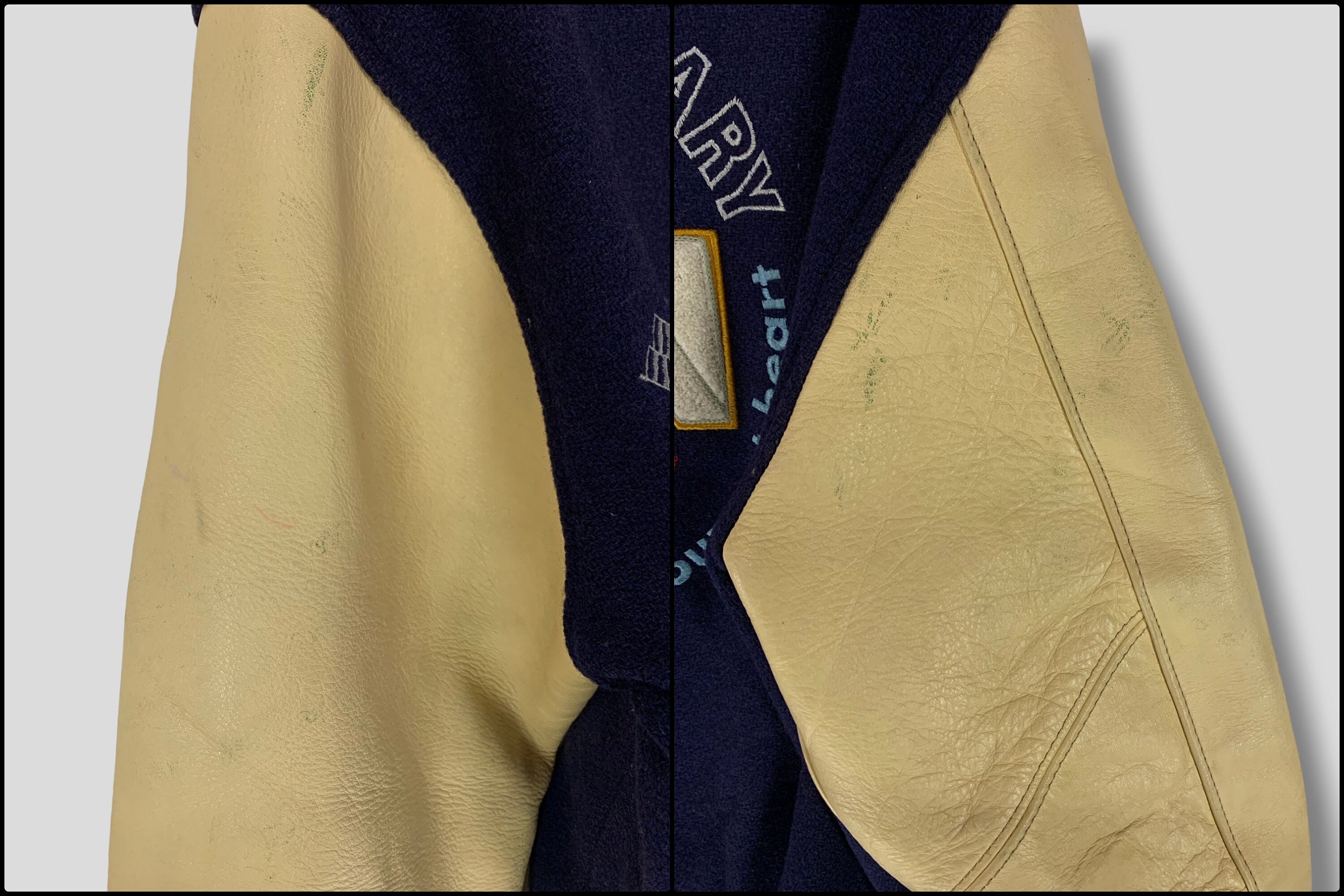 Vintage Y2K Van Jac Embroidered Logo Wool Leather Varsity