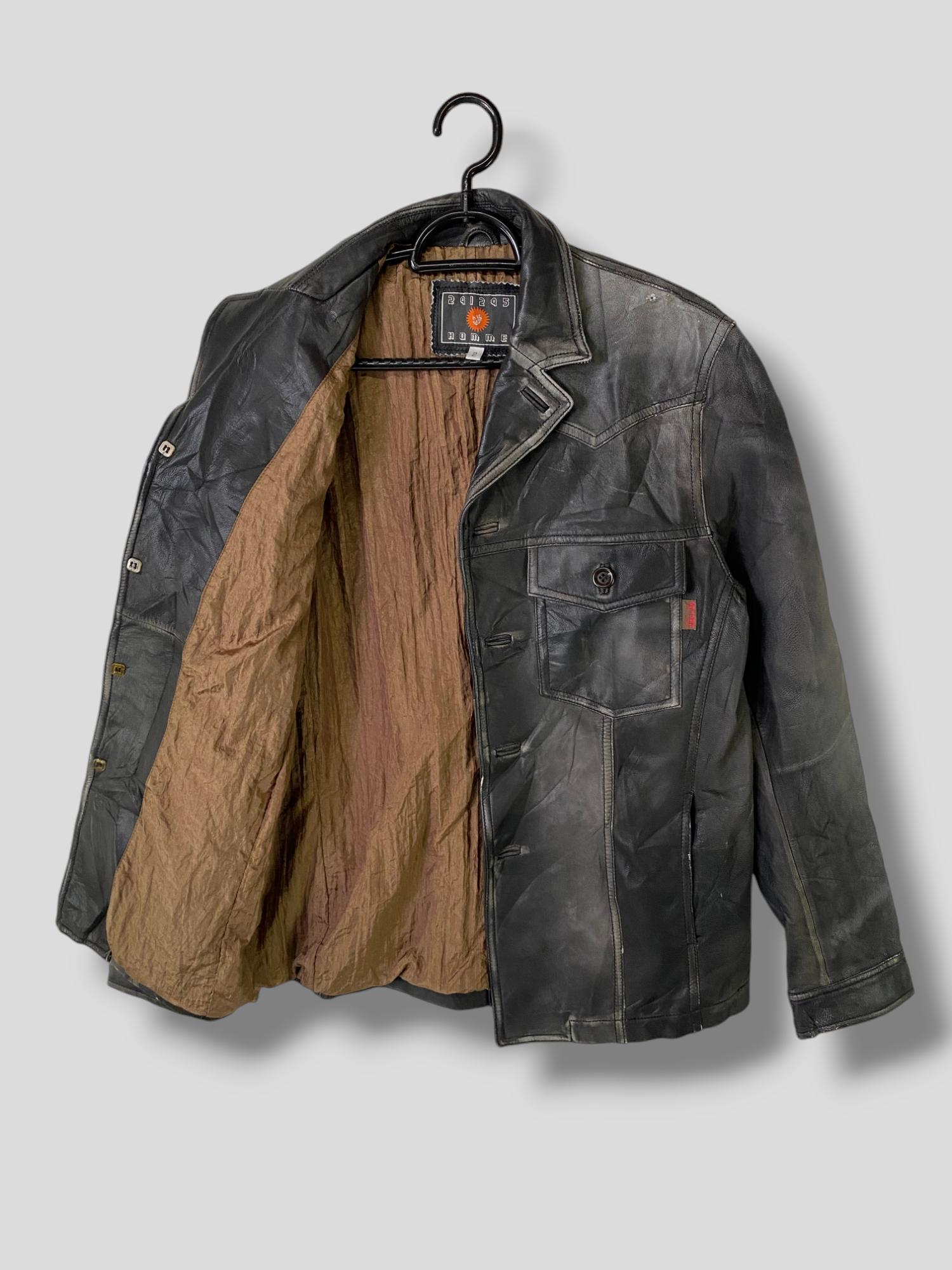 Vintage Y2K 291295=homme Goat Skin Sunfaded Leather Western Jacket 