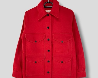 Vintage 70er Jahre Filson Wolle Mackinaw Deadstock Jagdjacke Arbeitsjacke Gebrauchsmuster Jacke lässige Feldjacke rot W10
