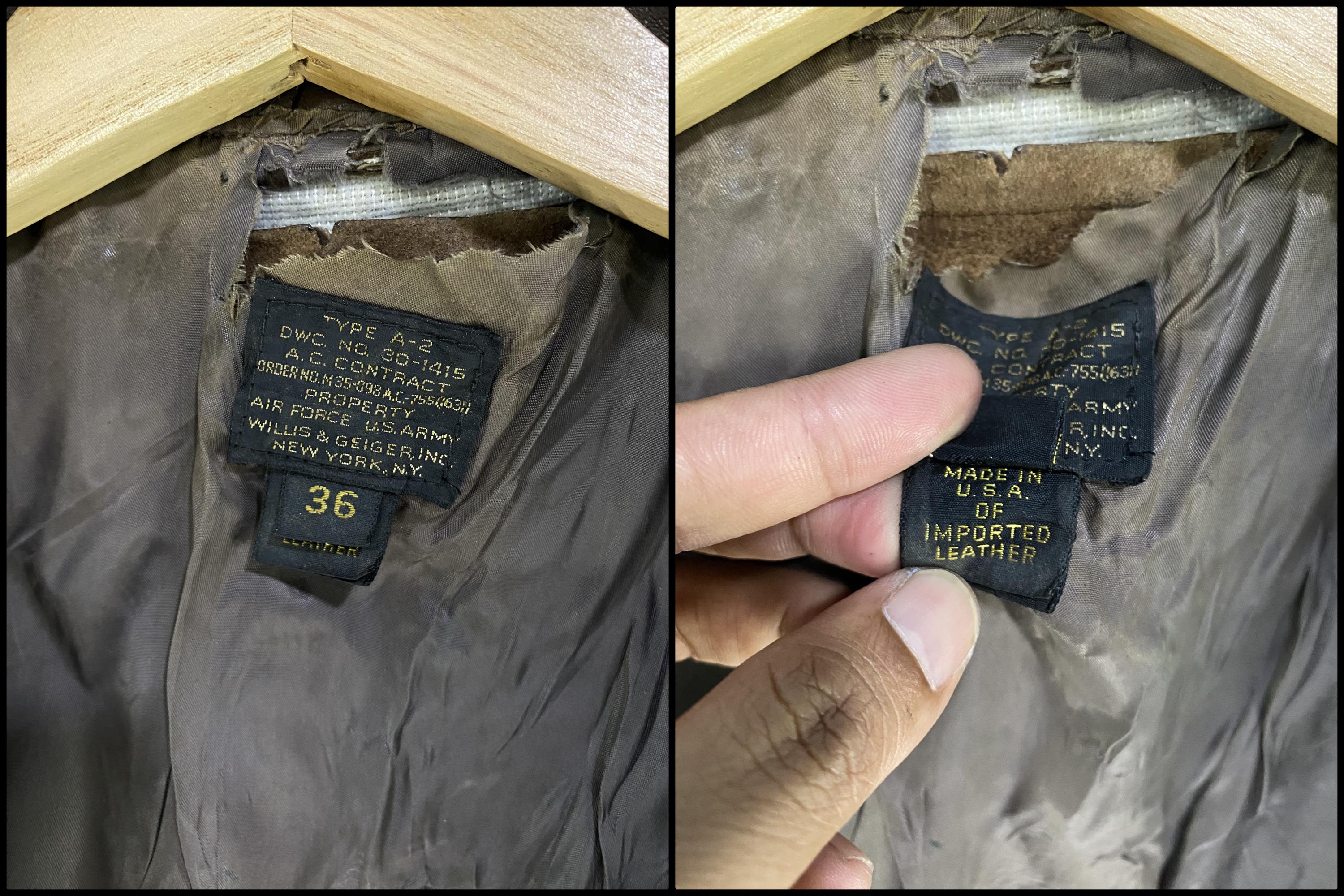WILLIS &  TYPE A-2 サイズ　38 Vintage 70s Willis & Geiger Inc. Type A-2 Leather Bomber Jacket