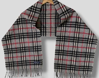 Vintage Burberrys Nova Check Cashmere Scarf Designer Casual Warm