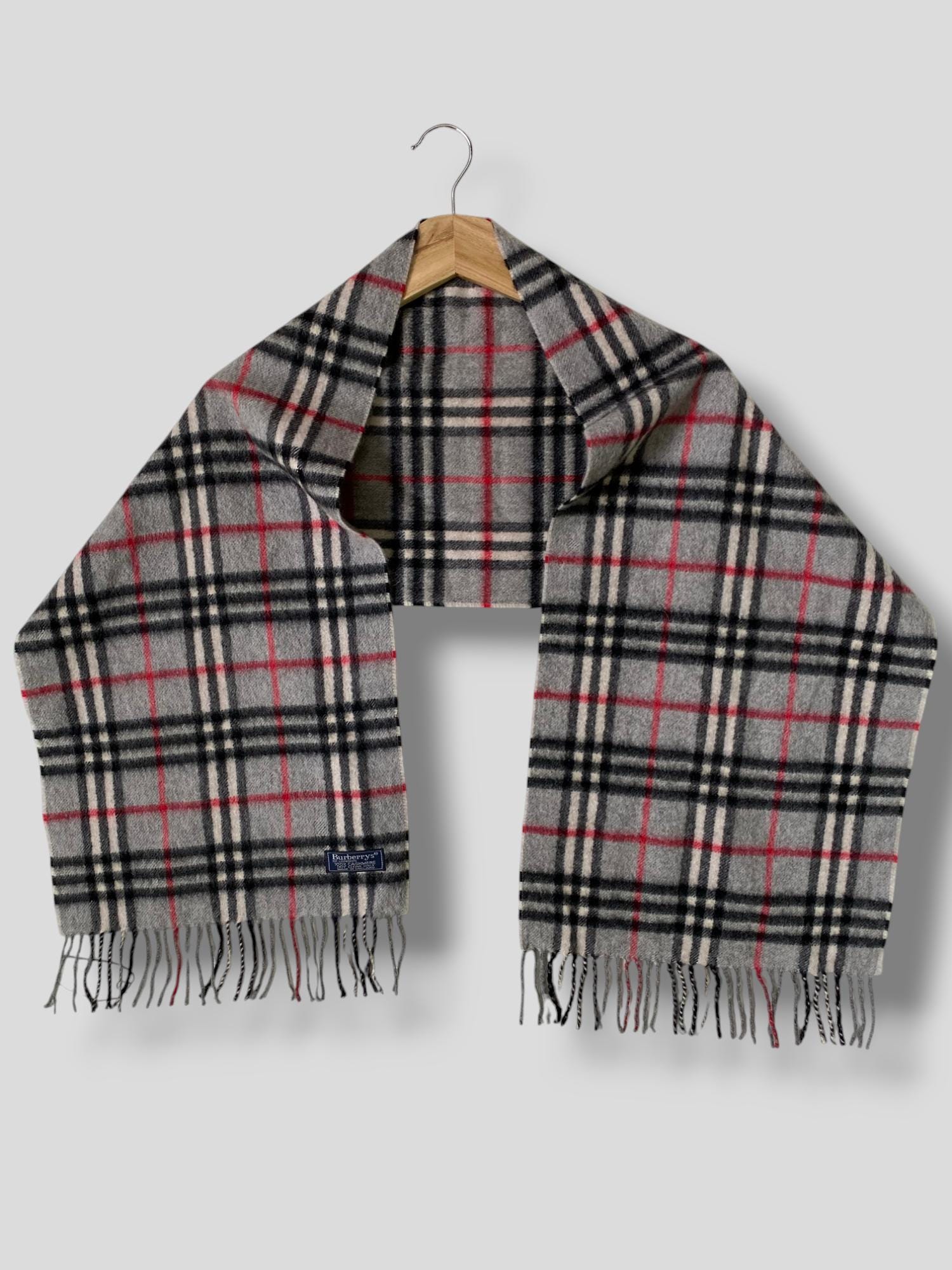 Vintage Burberrys Nova Check Cashmere Scarf Designer Casual Warm