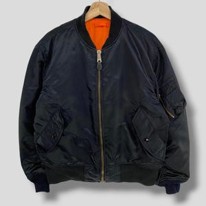 Vintage Y2K Pract studio reversible MA-1 bomber jacket military streetwear casual outfit outerwear flight jacket flyers black Medium