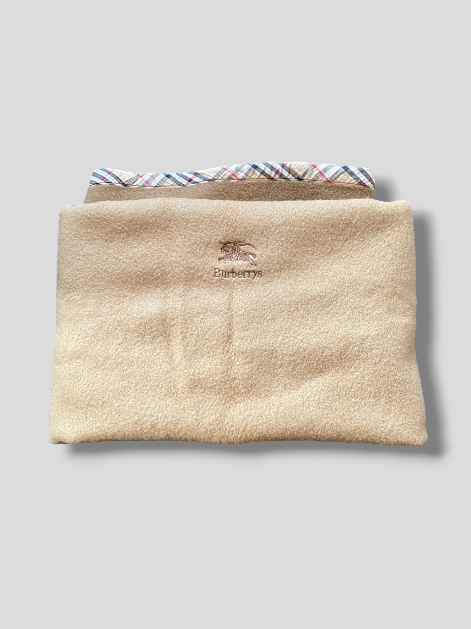 Vintage Burberrys Embroidered Logo Nova Check Trim Wool Blanket