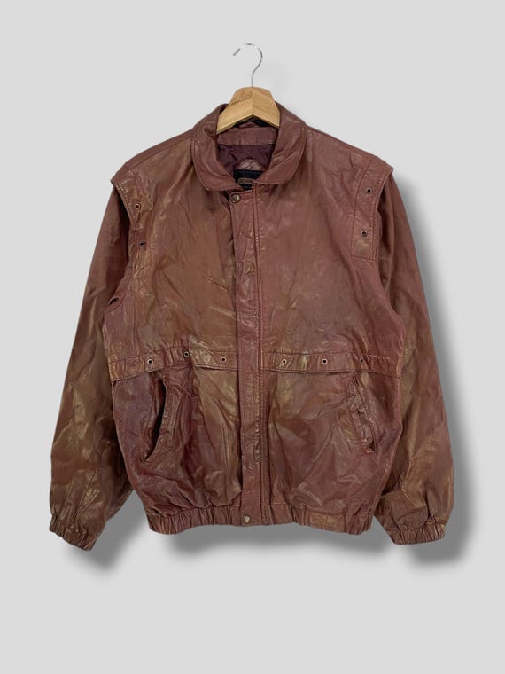Vintage 90s JC Haward Sheepskin Leather Bomber Jacket Rugged