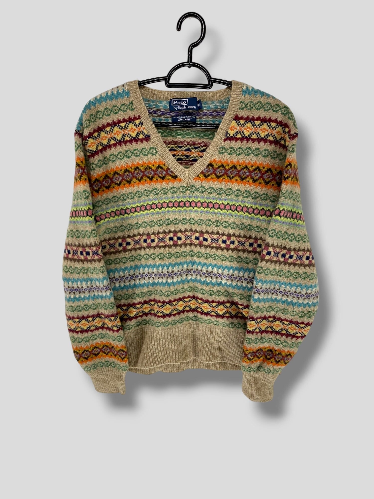 Vintage 90s Polo Ralph Lauren Multicolor Fair Isle Lambs Wool