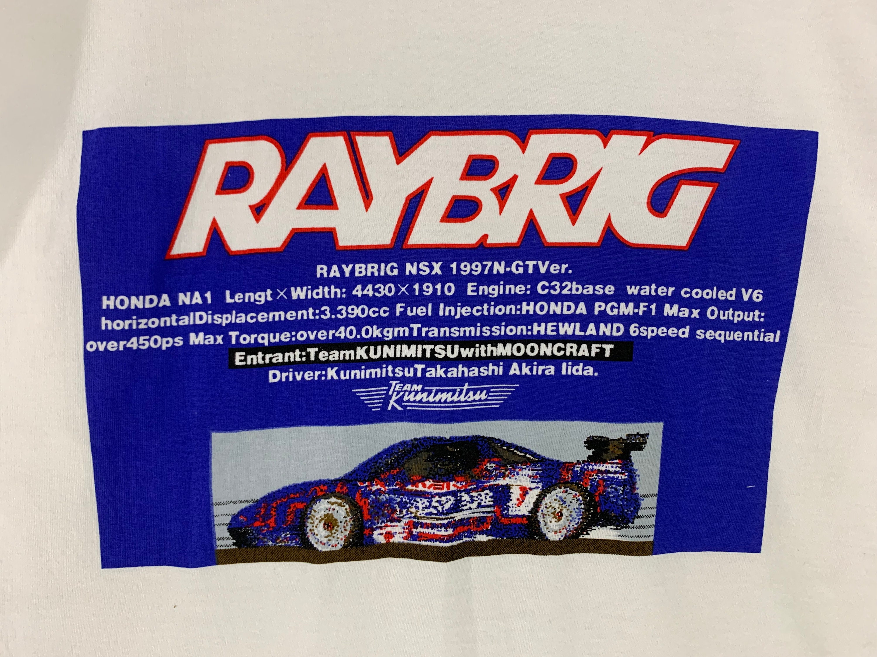Vintage 90s Raybrig NSX Team Kunimitsu Tshirt Collectible Japan GT