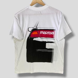 Vintage Mazda T-shirt uit de jaren 90 voor de Aziatische Spelen in Hiroshima, verzamelobject, Mazda Lantis promo T-shirt, enkel gestikt, wit, maat Large