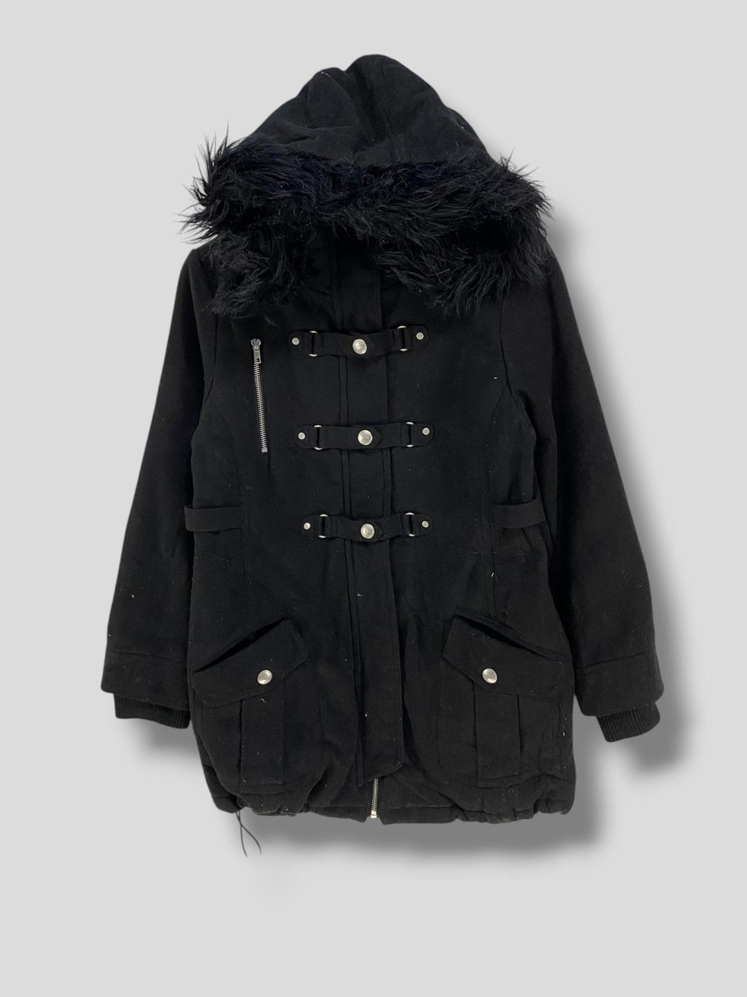 Vintage Y2k Blacks Faux Fur Hoodie Jacket Japanese Brand