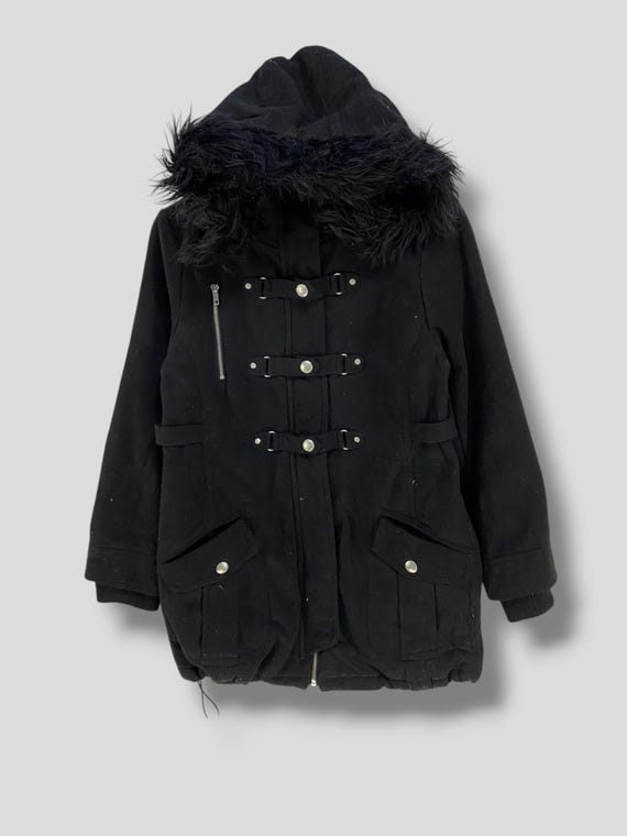 Vintage Y2k Blacks Faux Fur Hoodie Jacket Japanese Brand