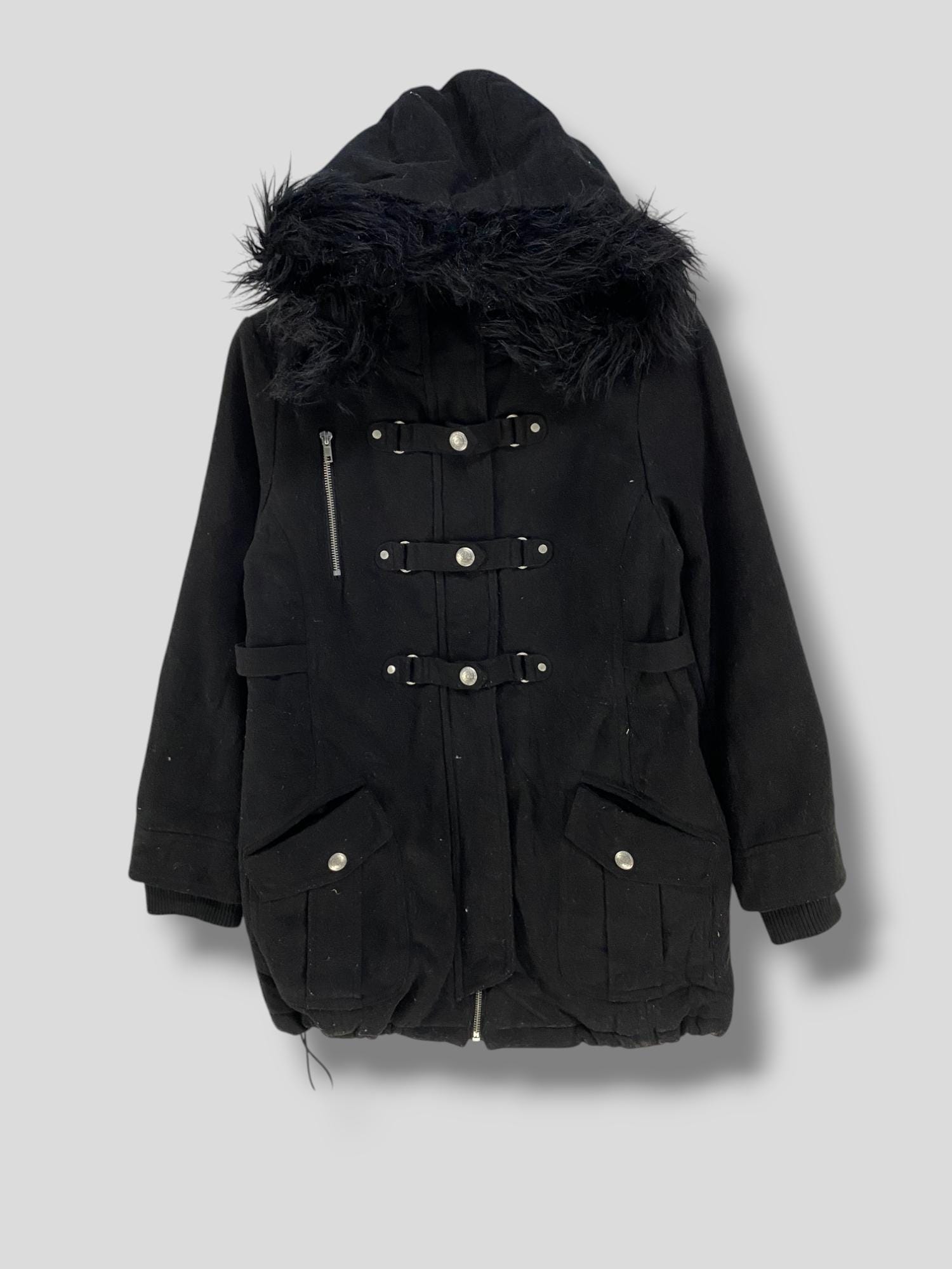 Y2K✩grunge fur jacket ✩ Y2K Grunge Fur Knitted Jackets Double Zipper Vintage Cropped